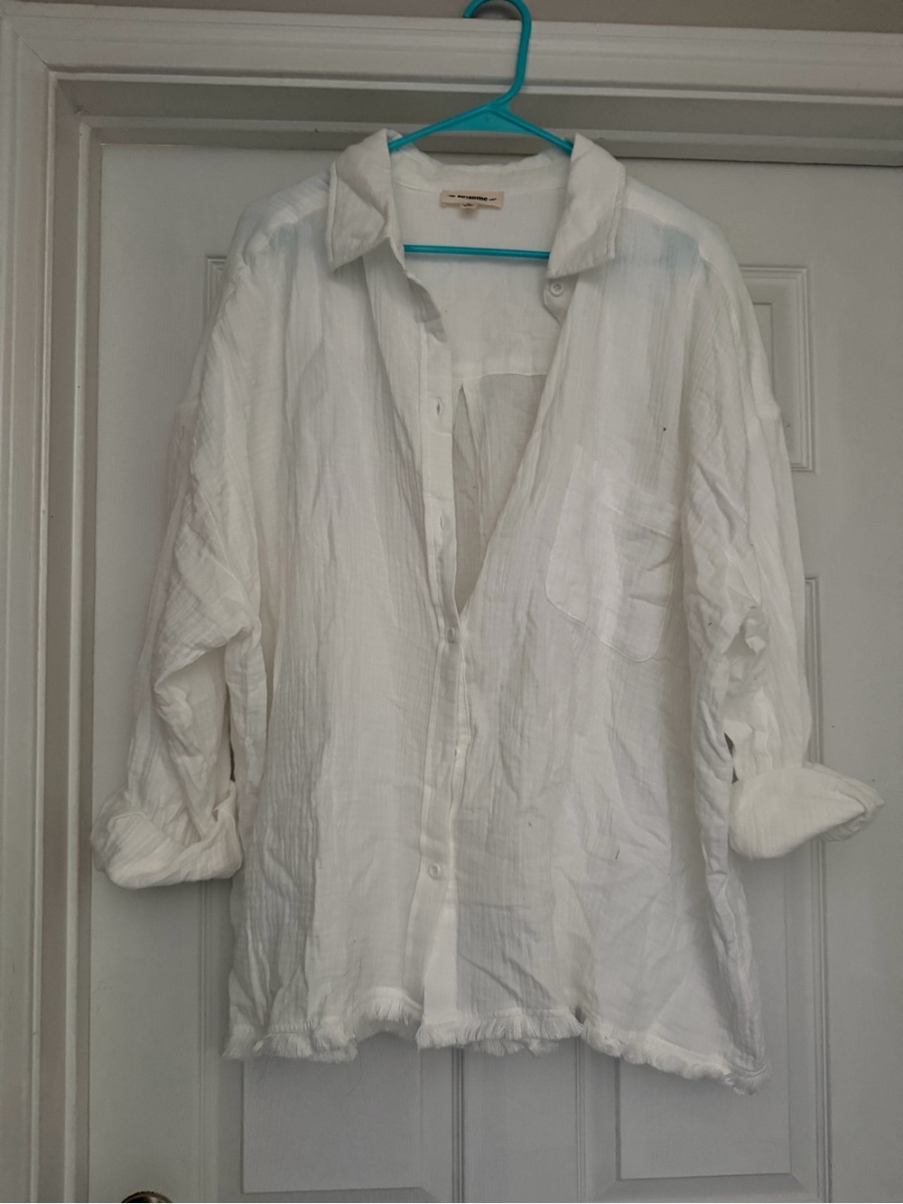 eesome women’s White Casual Button-Down Linen Shirt